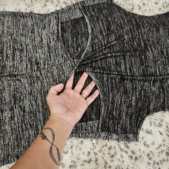 Rag & Bone SZ L Black Marled Midi Stretch Dress Twist Cut Out Back Sleeveless - Picture 10 of 11